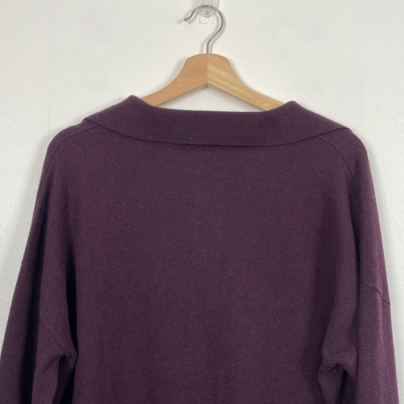 R Label Wool Cashmere Blend Sweater Womens L Collard Long Sleeve V Neck Pullover - Picture 6 of 8